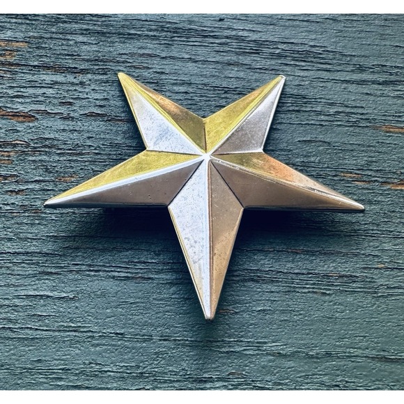 Vintage Jan Michaels San Francisco Silver Tone General Star Brooch Pin Signed - Picture 1 of 6
